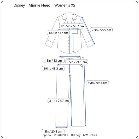 NWT Walt Disney Minnie Mouse Christmas Holiday 2 PC Pajama PJ Set Women's XS - Picture 7 of 7